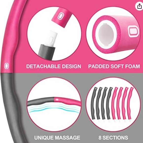 *NEW* Adjustable Weighted Fitness Hoop, Massage, Pink & Gray, 2lb - Picture 2 of 12